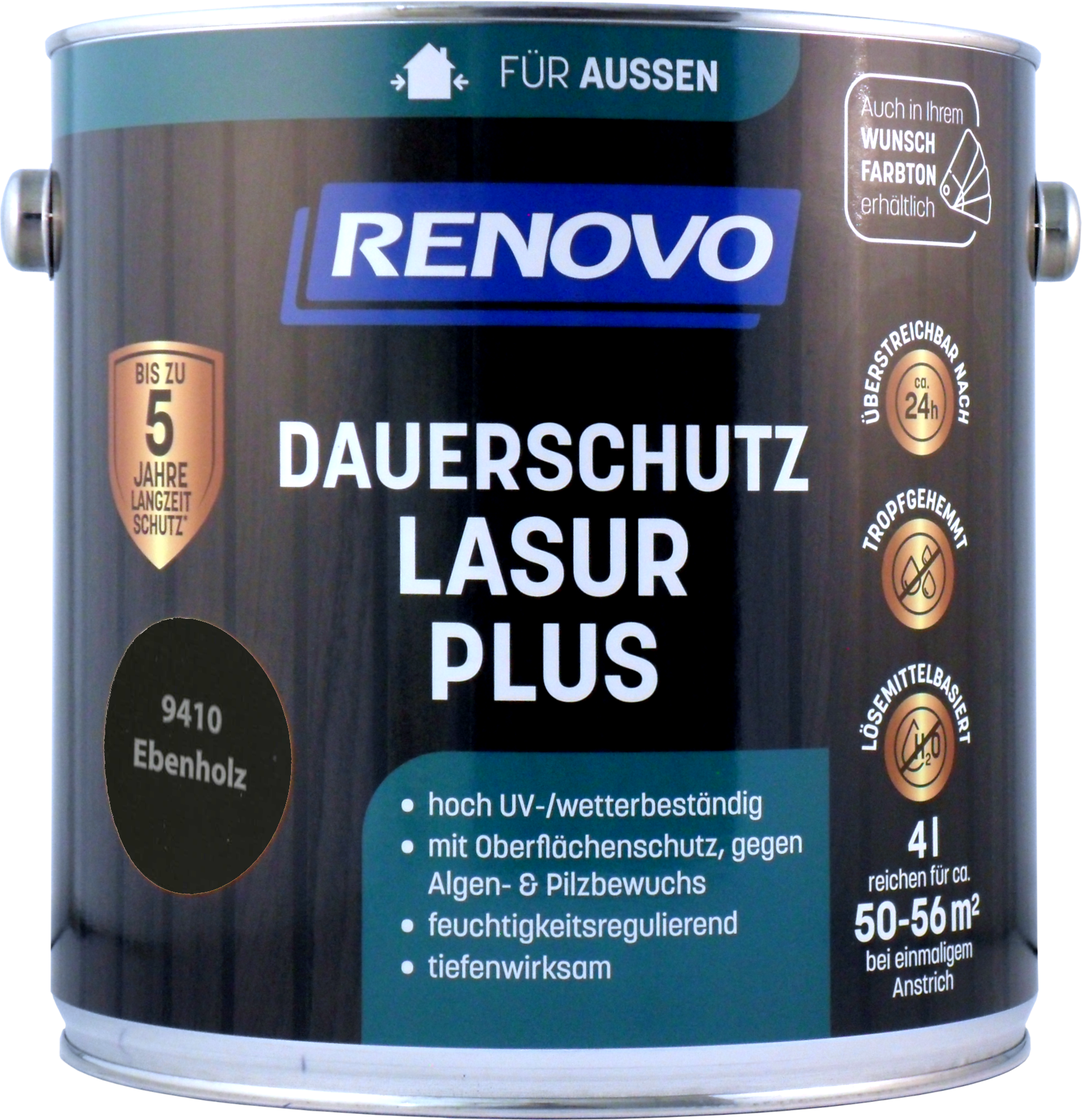 4L Renovo Dauerschutzlasur PLUS Nr.9410 Ebenholz 4L Renovo Dauerschutzlasur PLUS Nr.9410 ebenholz