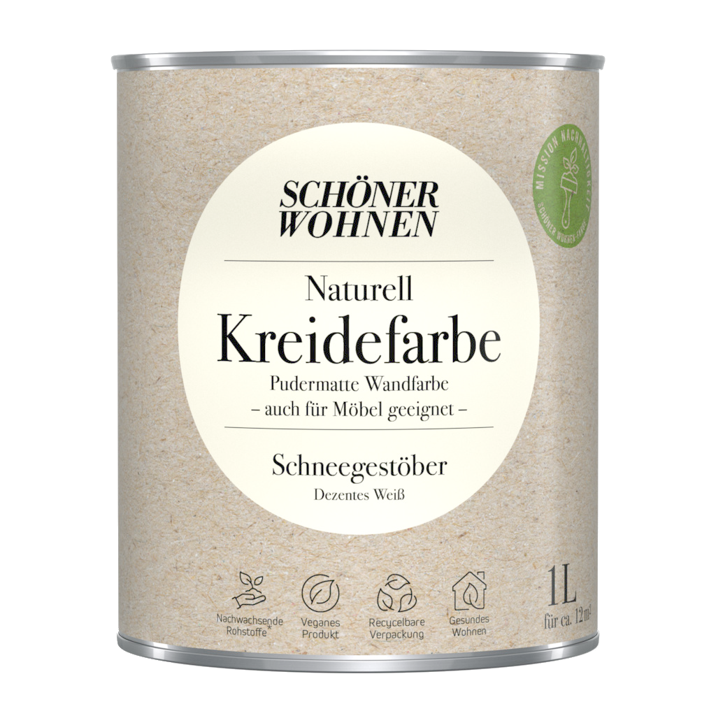 1L Schöner Wohnen Naturell Kreidefarbe Schneegestöber, Dezentes Weiß