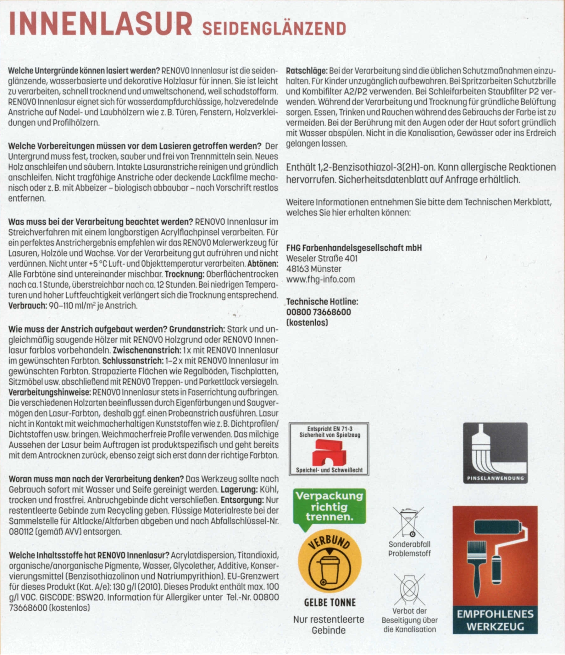 750ml Renovo Innenlasur / Wohnraumlasur Kalkweiß 750ml Renovo Innenlasur / Wohnraumlasur Kalkweiß