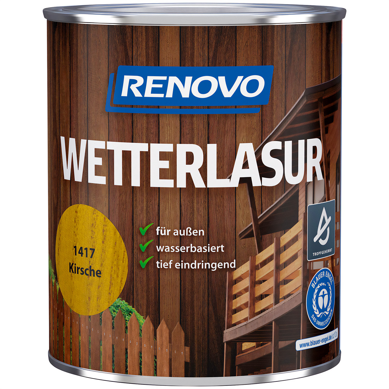 750ml Renovo Wetterlasur/ Aussenlasur Nr.1417 Oregon Pine ehemals Kirsche 750ml Renovo Wetterlasur/ Aussenlasur Nr.1417 Oregon Pine ehemals Kirsche