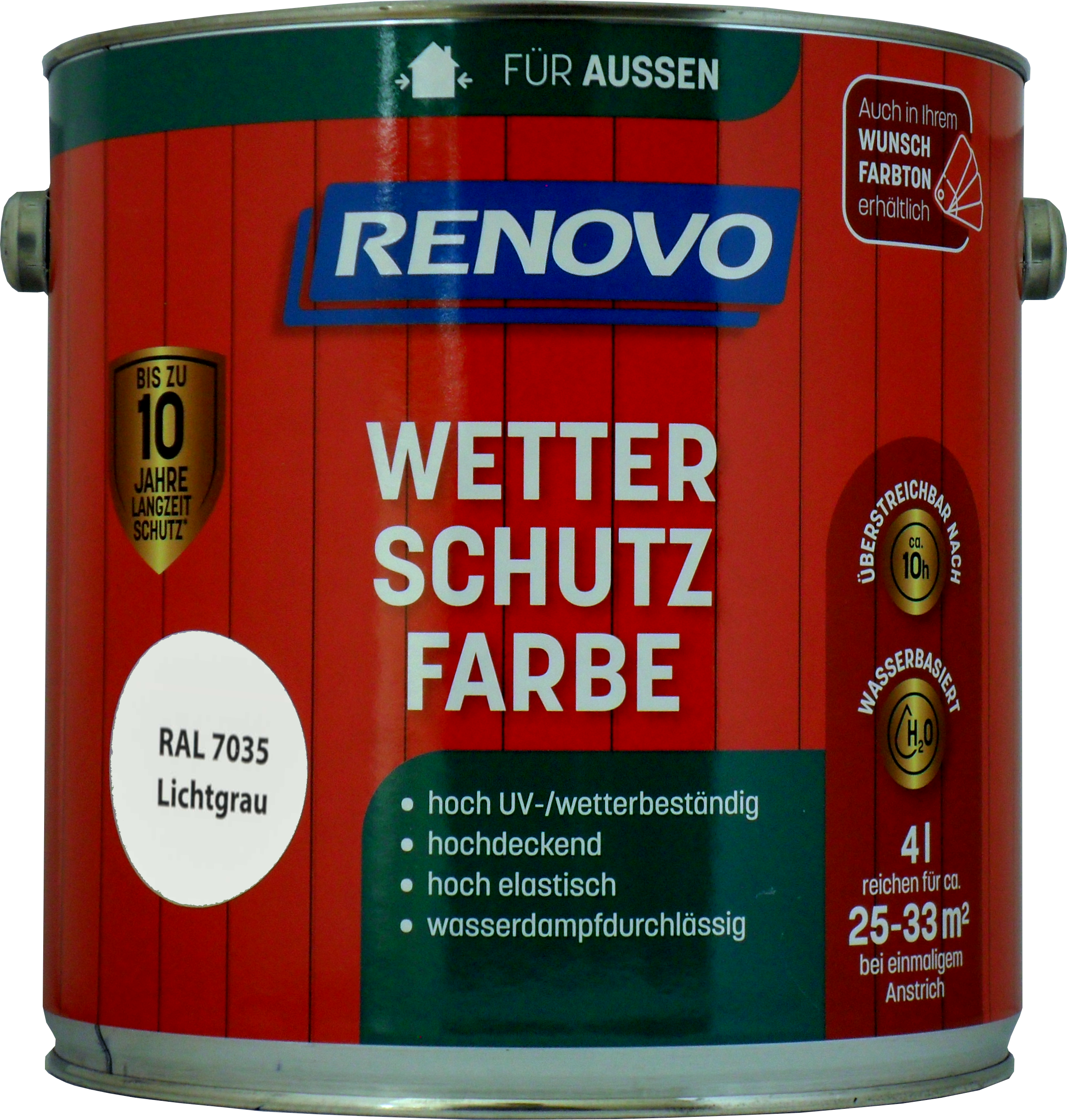 4L Renovo Wetterschutzfarbe RAL 7035 Lichtgrau