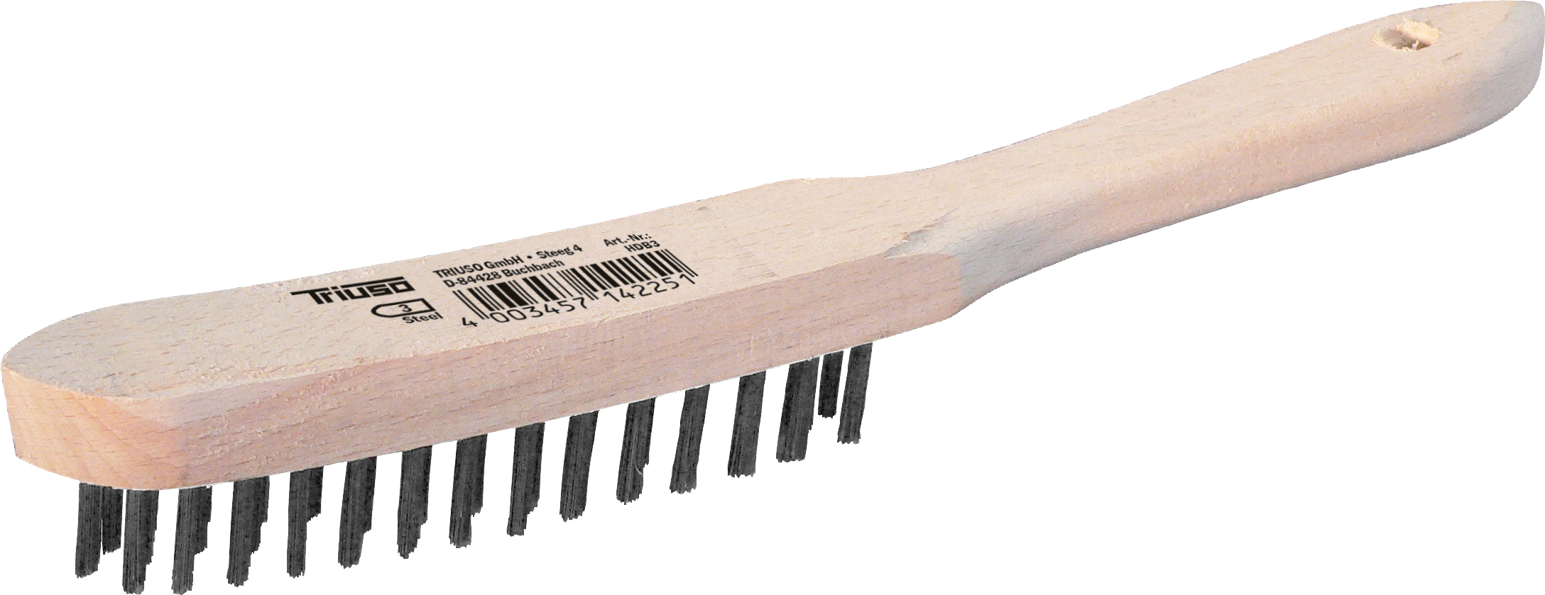 Handdrahtbürste 28cm, Stahldraht, 5-reihig