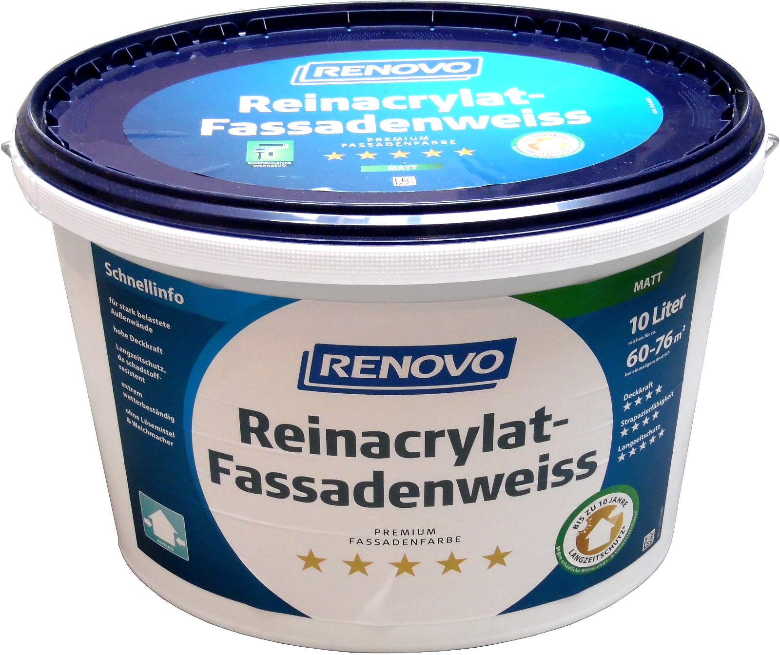 10 Liter Renovo Reinacrylat Fassadenweiss Matt 10 Liter Renovo Reinacrylat Fassadenweiss Matt