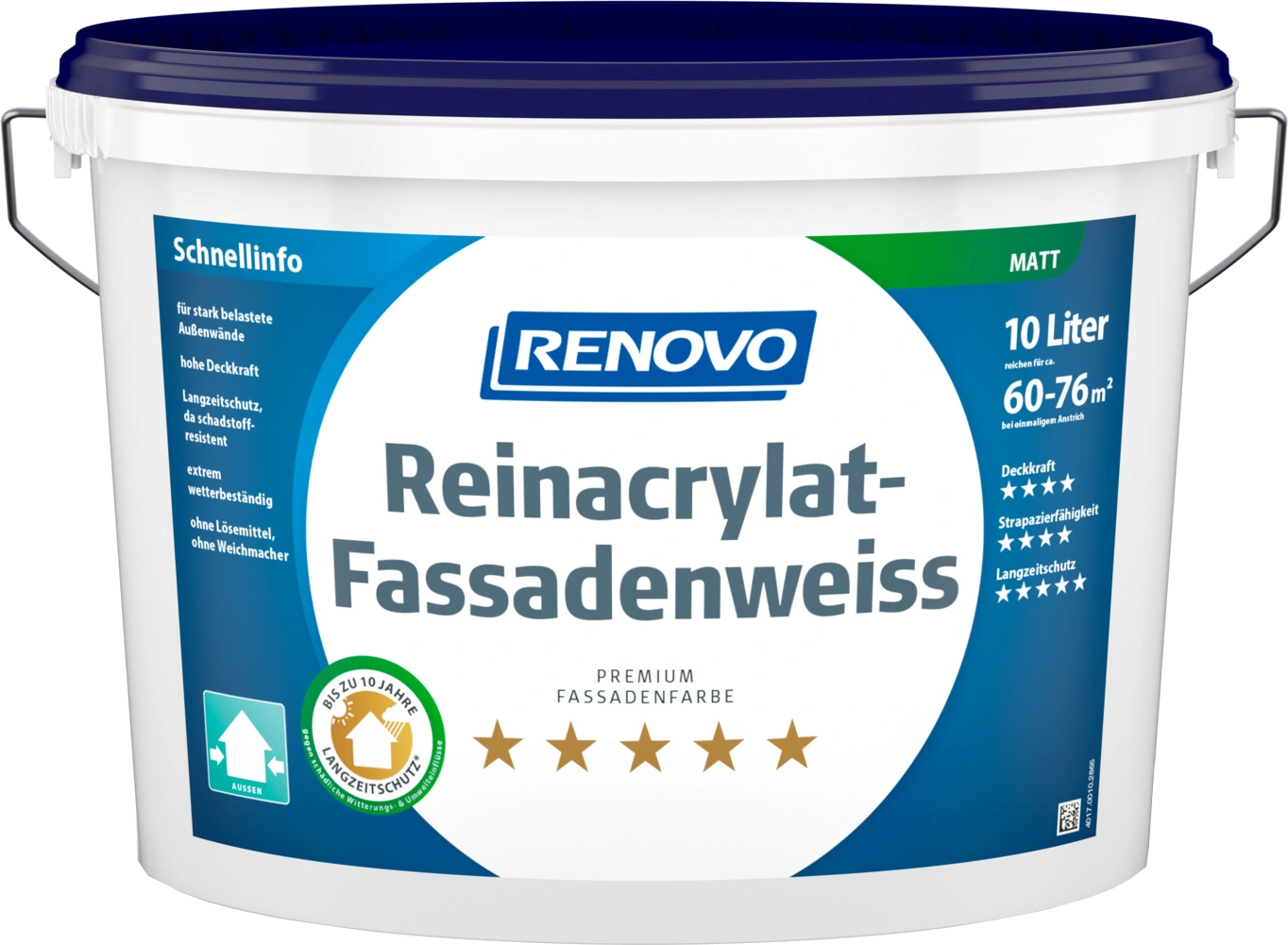 10 Liter Renovo Reinacrylat Fassadenweiss Matt 10 Liter Renovo Reinacrylat Fassadenweiss Matt