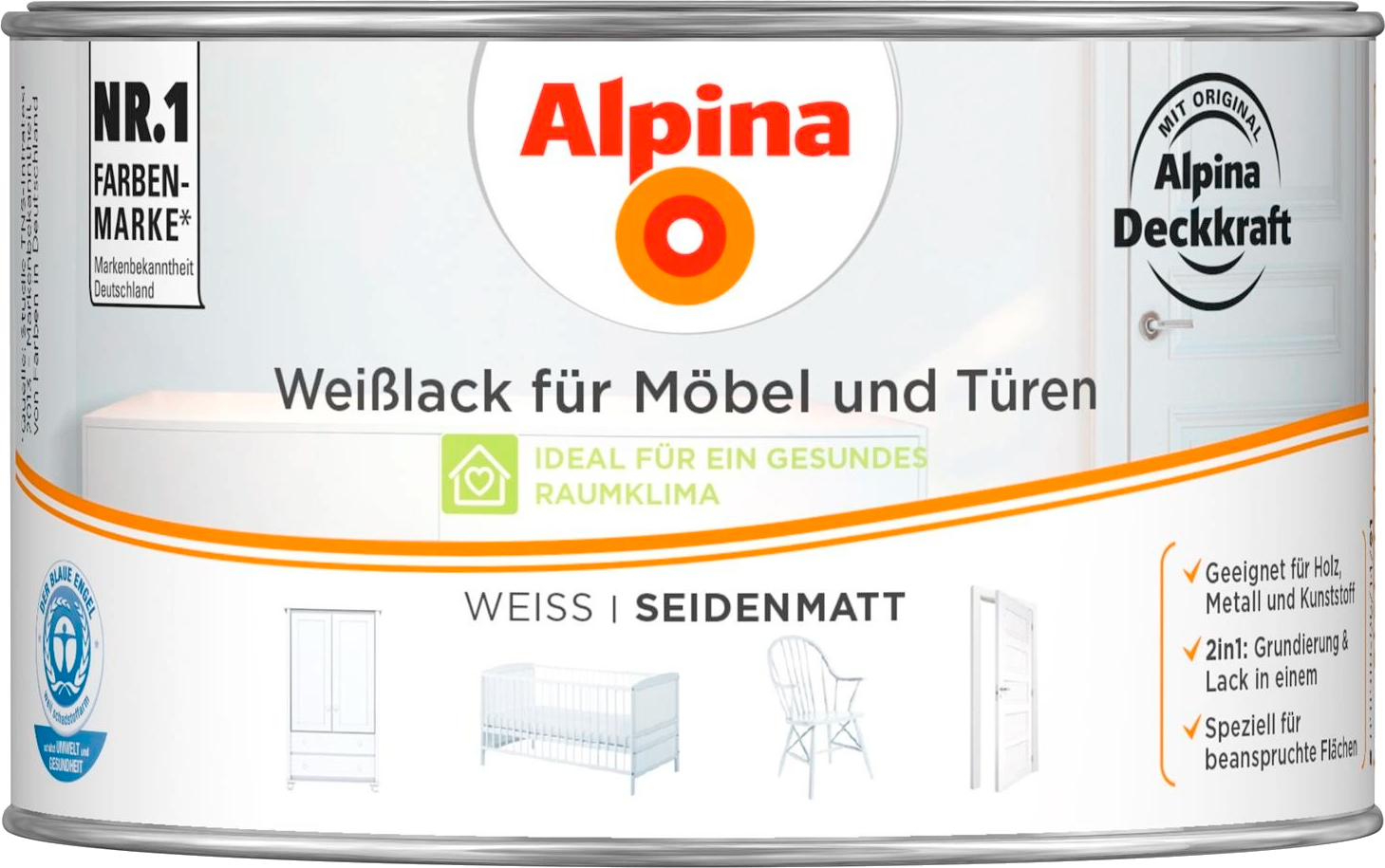 300ml ALPINA Weißlack für Möbel & Türen seidenmatt