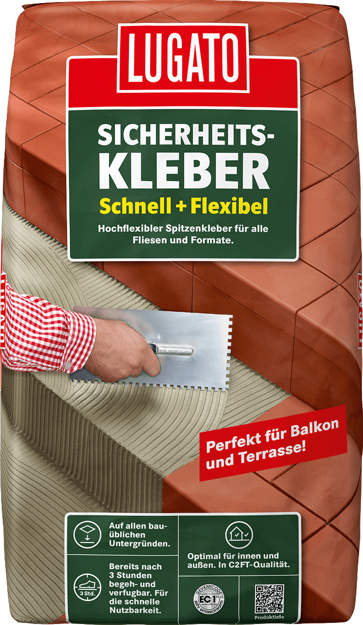 20kg Lugato Sicherheitskleber Fliesenkleber Schnell + Flexibel für Treppen Balkonen und Küchen 20kg Lugato Sicherheitskleber Schnell + Flexibel