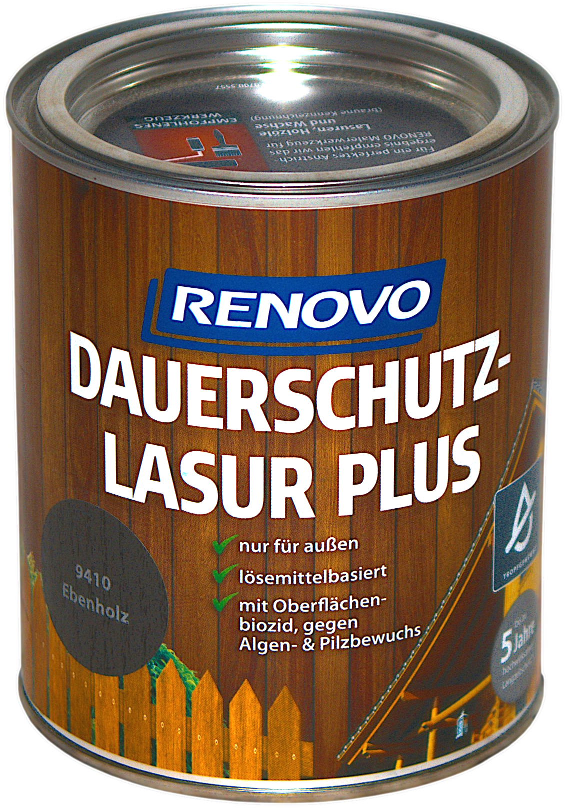 750ml Renovo Dauerschutzlasur PLUS Nr.9410 Ebenholz 750ml Renovo Dauerschutzlasur PLUS Nr.9410 Ebenholz