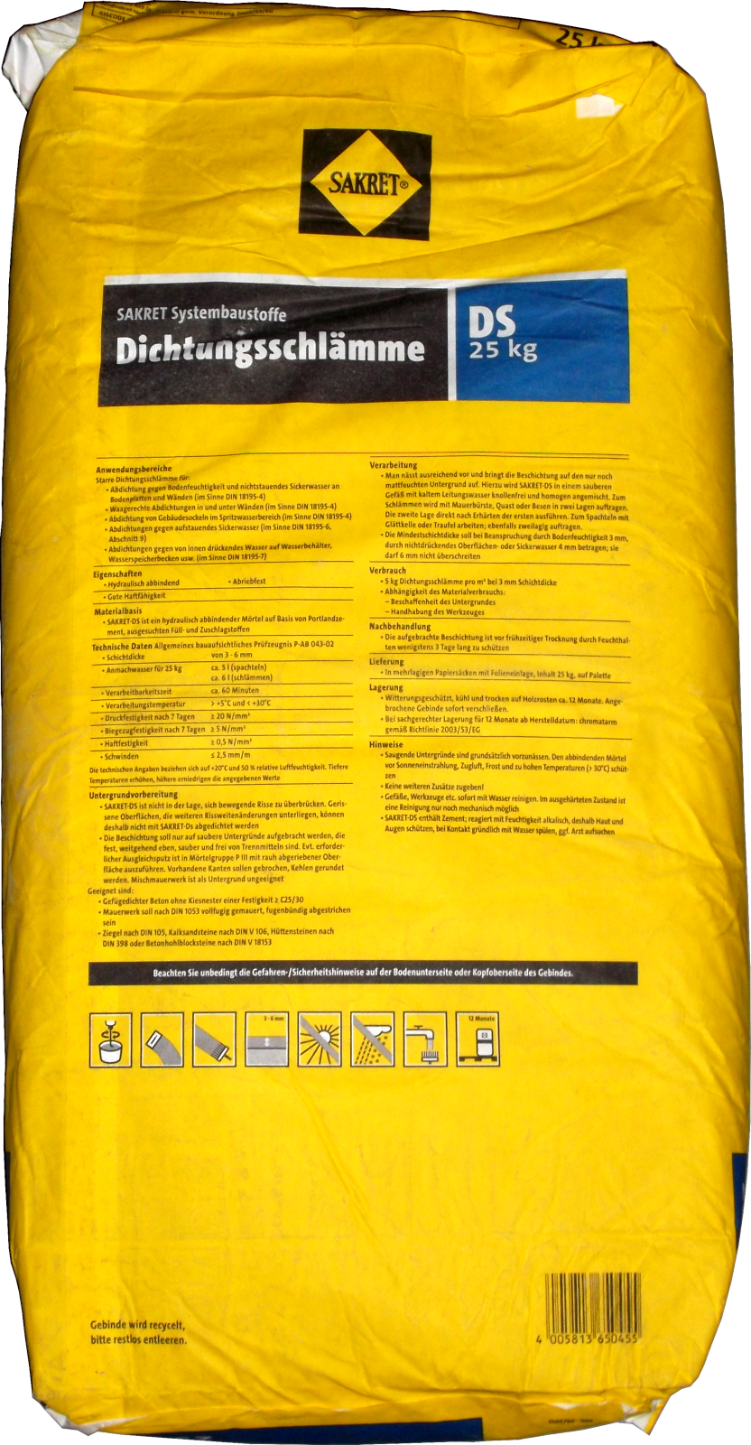 25kg Sakret Dichtungsschlämme mineralisch 25kg Sakret Dichtungsschlämme mineralisch