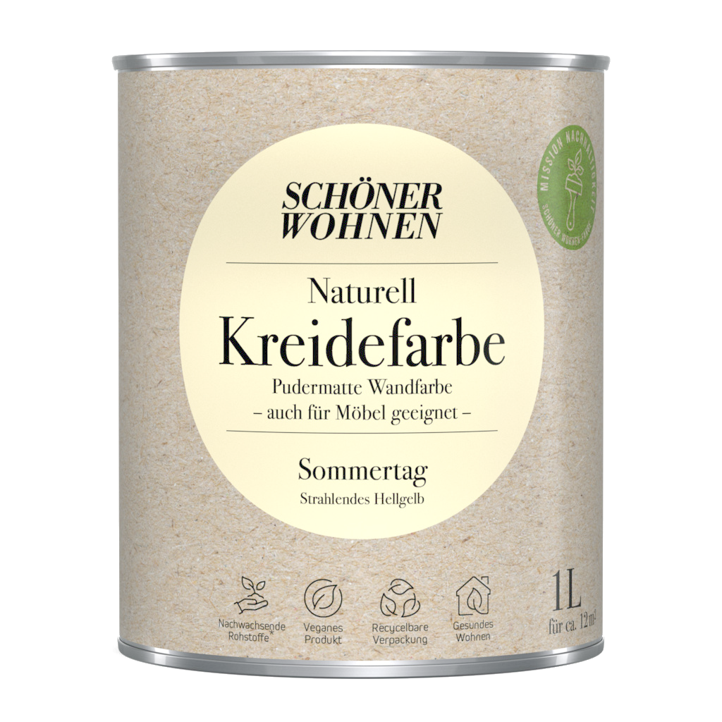 1L Schöner Wohnen Naturell Kreidefarbe Sommertag, Strahlendes Hellgelb