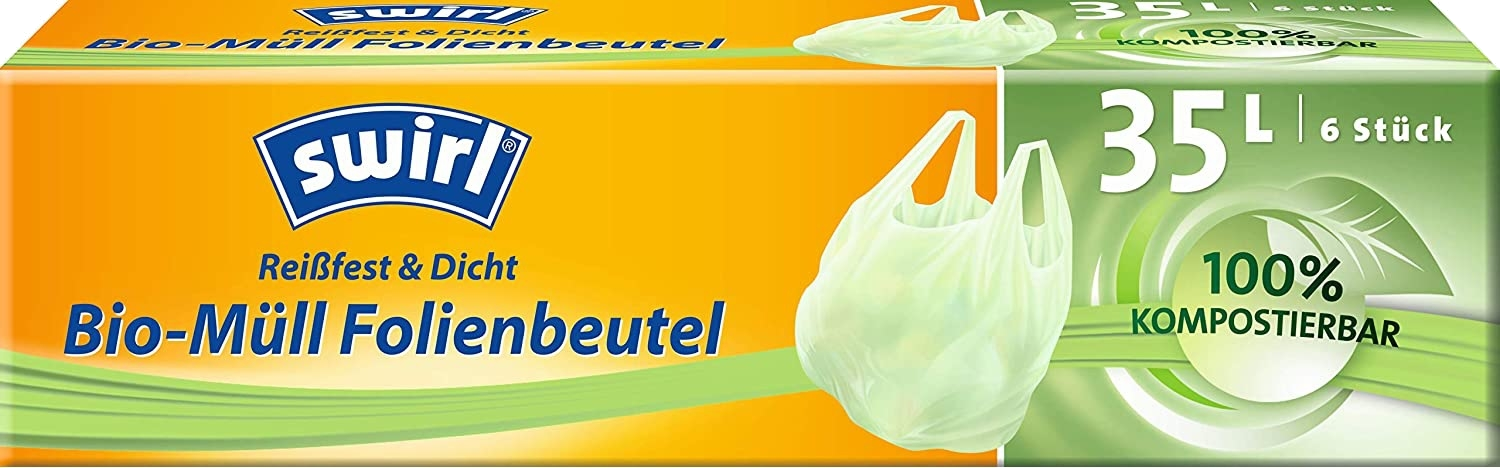 Swirl 35 Liter BIO Müll-Folienbeutel mitTragegriff (6/Rolle) Swirl 35 Liter BIO Müll-Folienbeutel mitTragegriff (6/Rolle)
