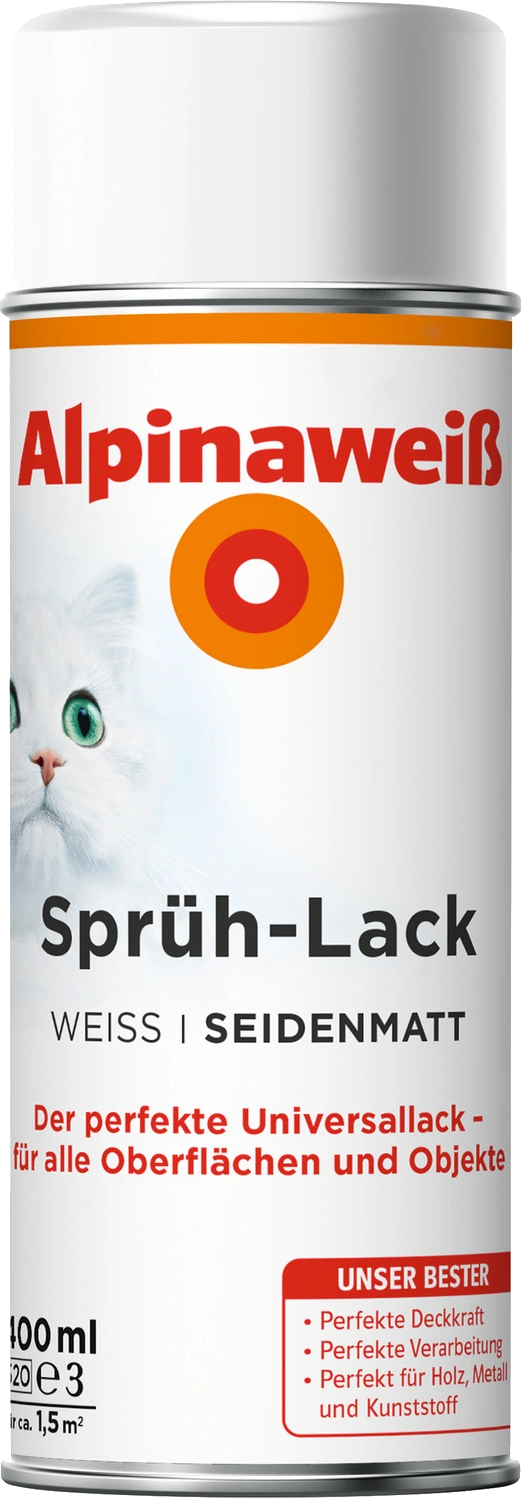 400 ml, Alpina Alpinaweiß Sprühlack, für ca. 1,5 m², weiß, seidenmatt