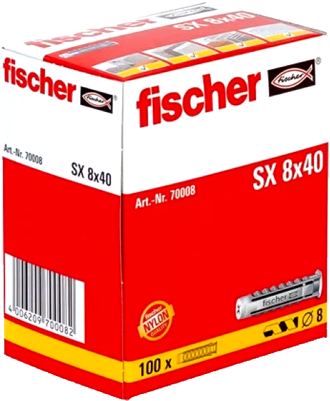 100 Stück Fischer Dübel SX 8 x 40mm 100 Stück Fischer Dübel SX 8 x 40mm