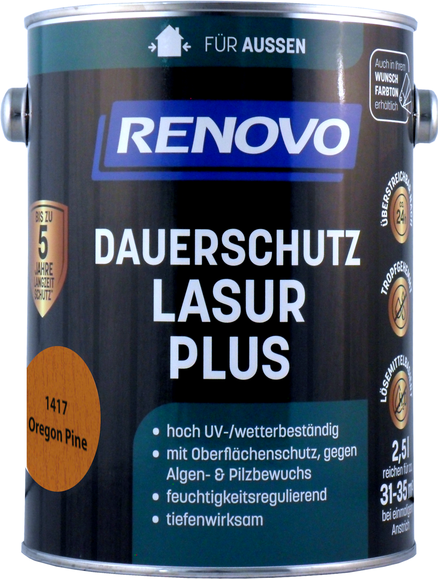 2,5L Renovo Dauerschutzlasur PLUS Nr.1417 Oregon Pine ehemals Kirsche 2,5L Renovo Dauerschutzlasur PLUS Nr.1417 kirsche