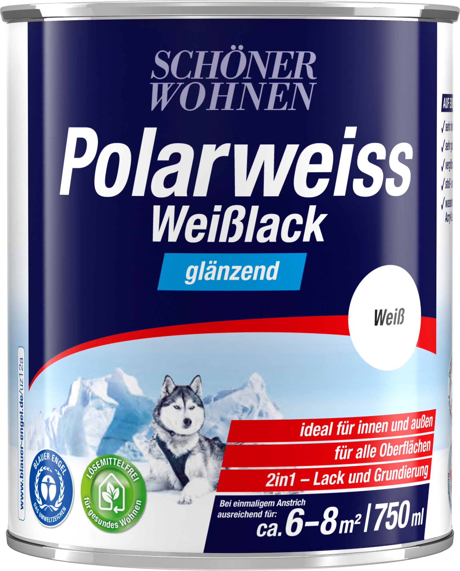 750ml Schöner Wohnen Polarweiss Weisslack glänzend 750ml Schöner Wohnen Polarweiss Weisslack glänzend