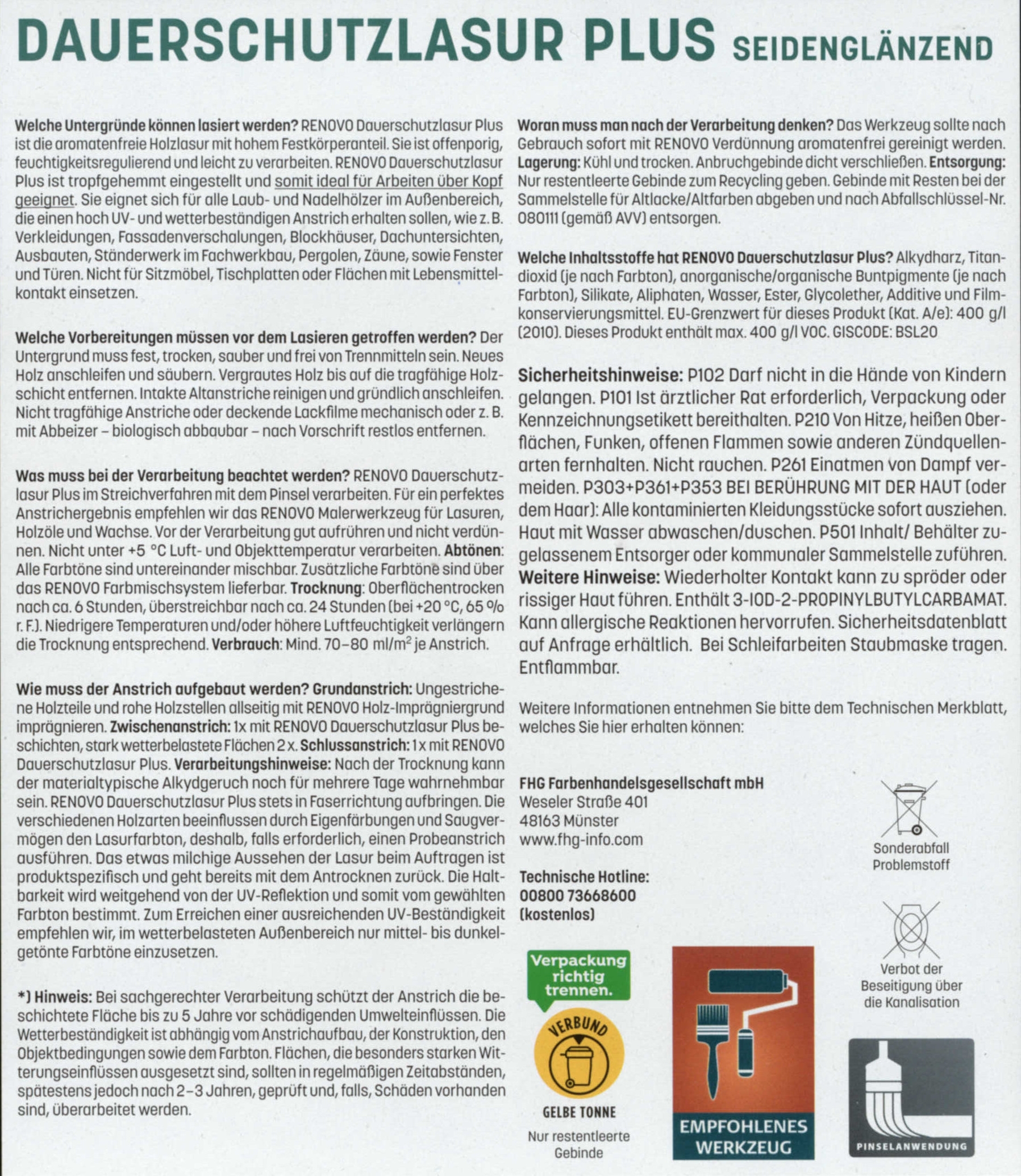 750ml Renovo Dauerschutzlasur PLUS Nr.8414 Mahagoni