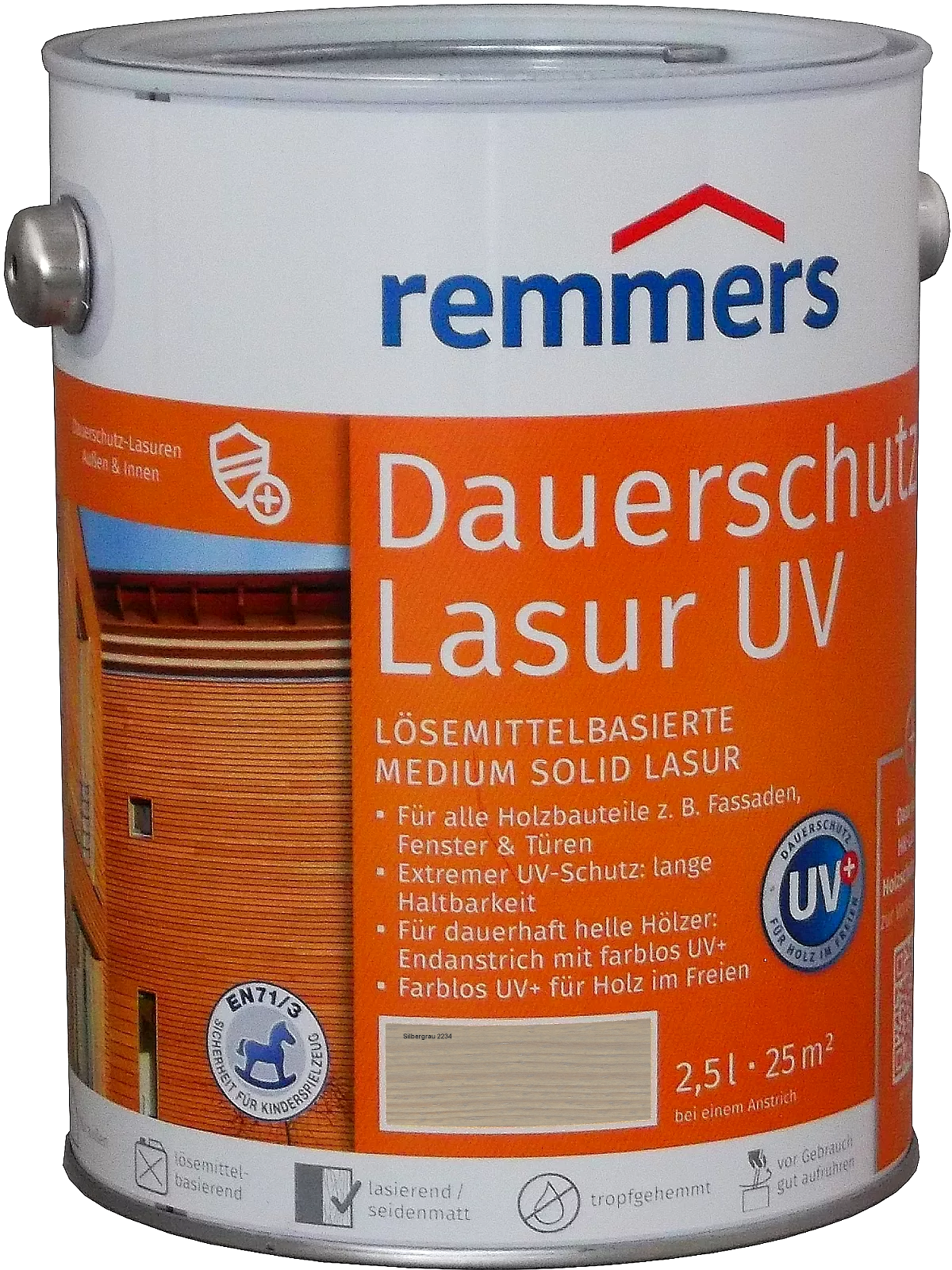 2,5 Liter Remmers Dauerschutz-Lasur UV Silbergrau 2,5 Liter Remmers Dauerschutz-Lasur UV Silbergrau