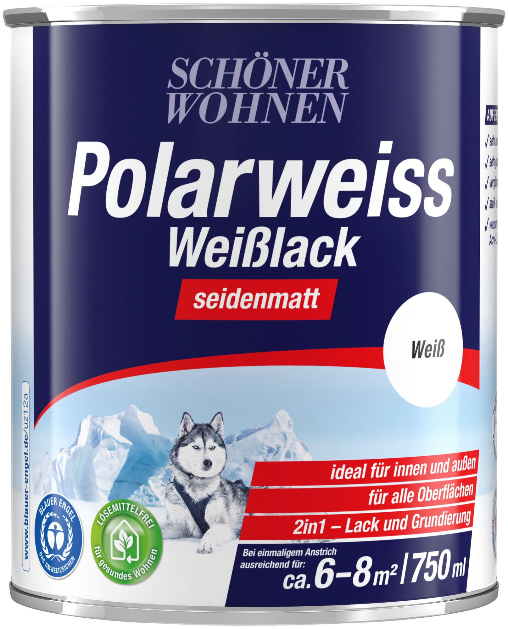 750ml Schöner Wohnen Polarweiss Weisslack seidenmatt, Weiß 750ml Schöner Wohnen Polarweiss Weisslack seidenmatt, Weiß