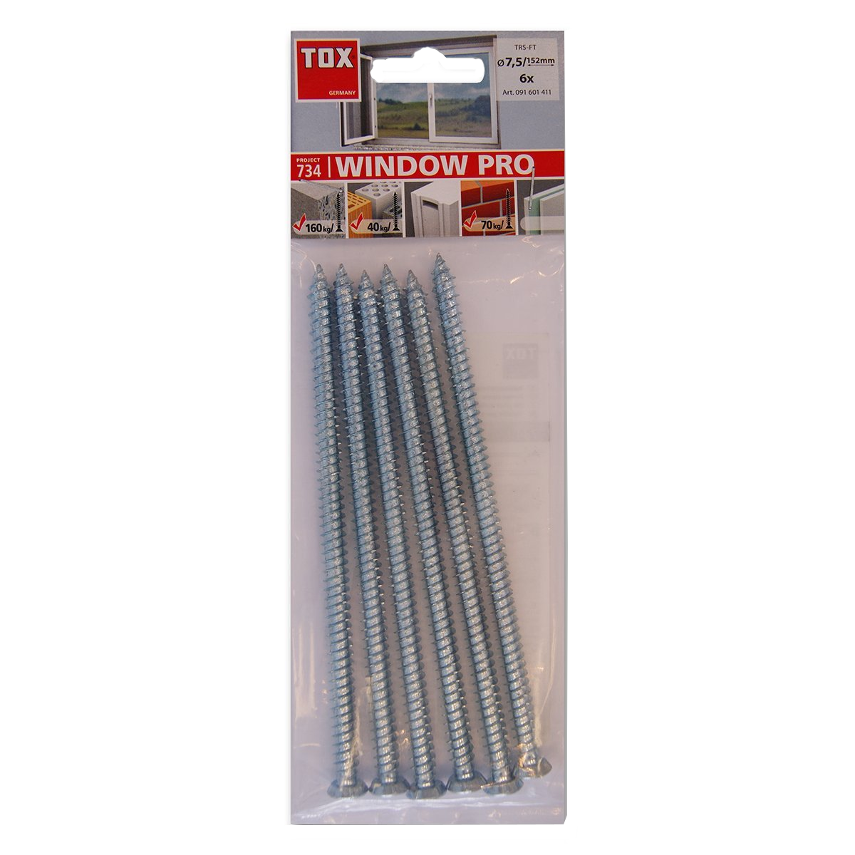 TOX Rahmenschraube Window Pro SK 7,5 x 152, 6 Stk. TOX Rahmenschraube Window Pro SK 7,5 x 152, 6 Stk.
