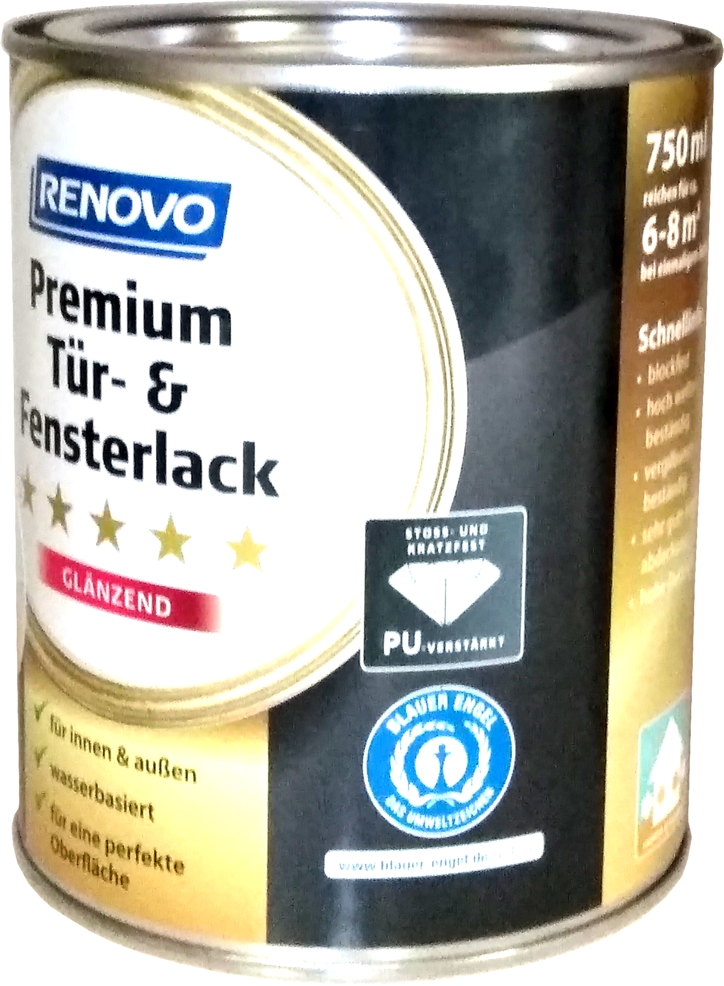 750ml Renovo Premium Tür-& Fensterlack glänzend RAL0095 Weiß 750ml Renovo Premium Tür-& Fensterlack glänzend RAL0095 Weiß