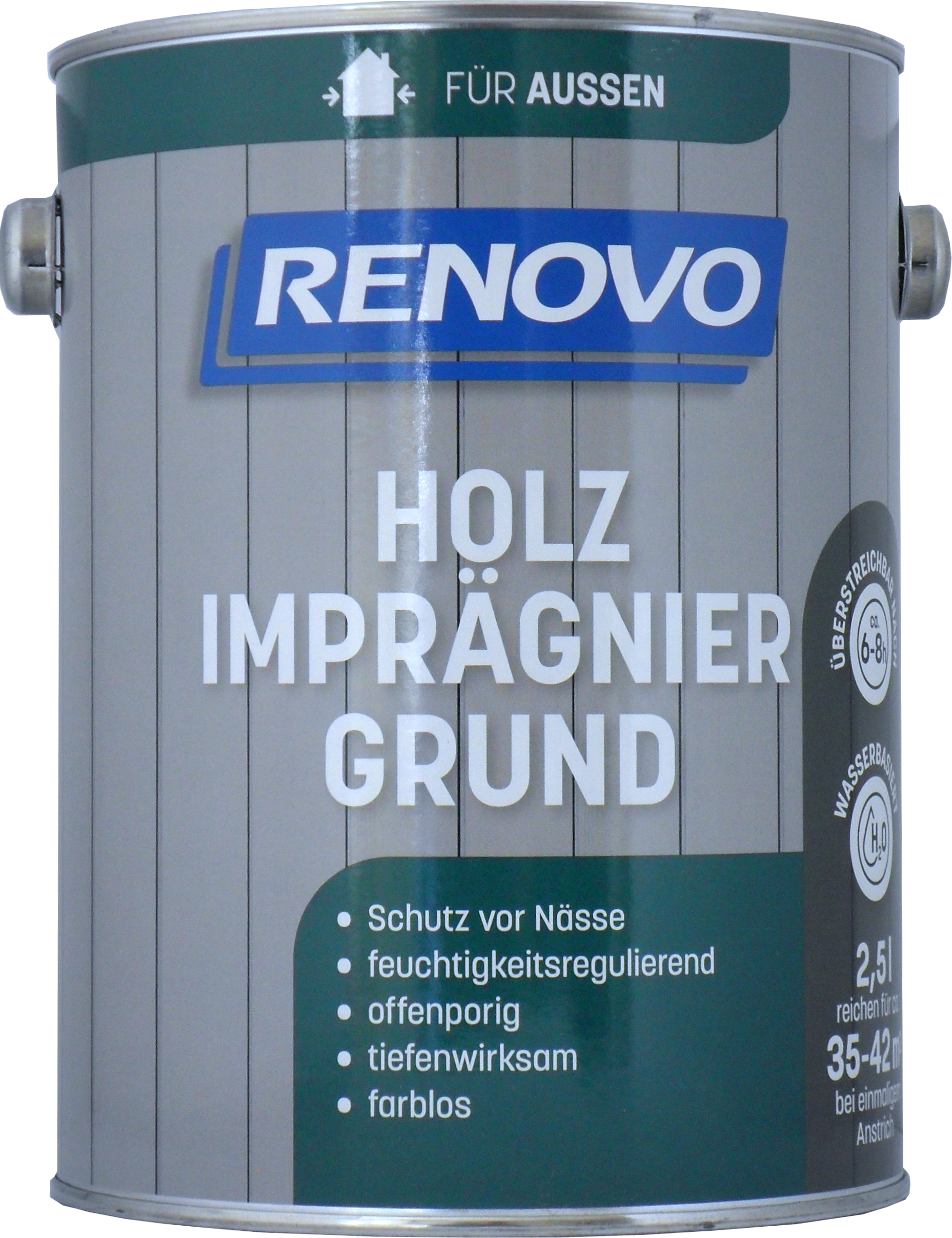 2,5 L Renovo Holzimprägniergrund für außen, wasserbasiert, farblos