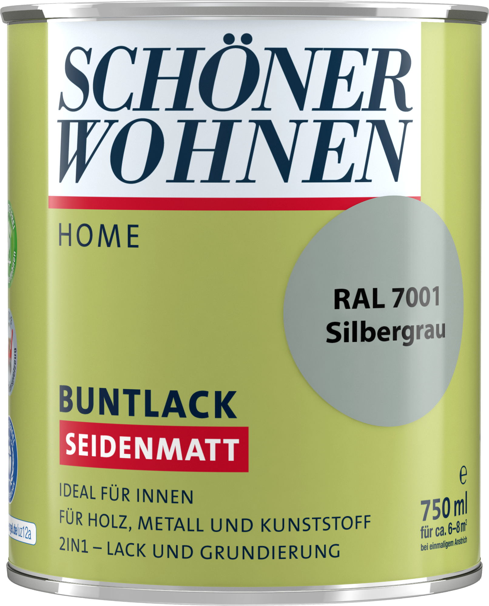 750ml Schöner Wohnen Home Buntlack seidenmatt, RAL 7001 Silbergrau