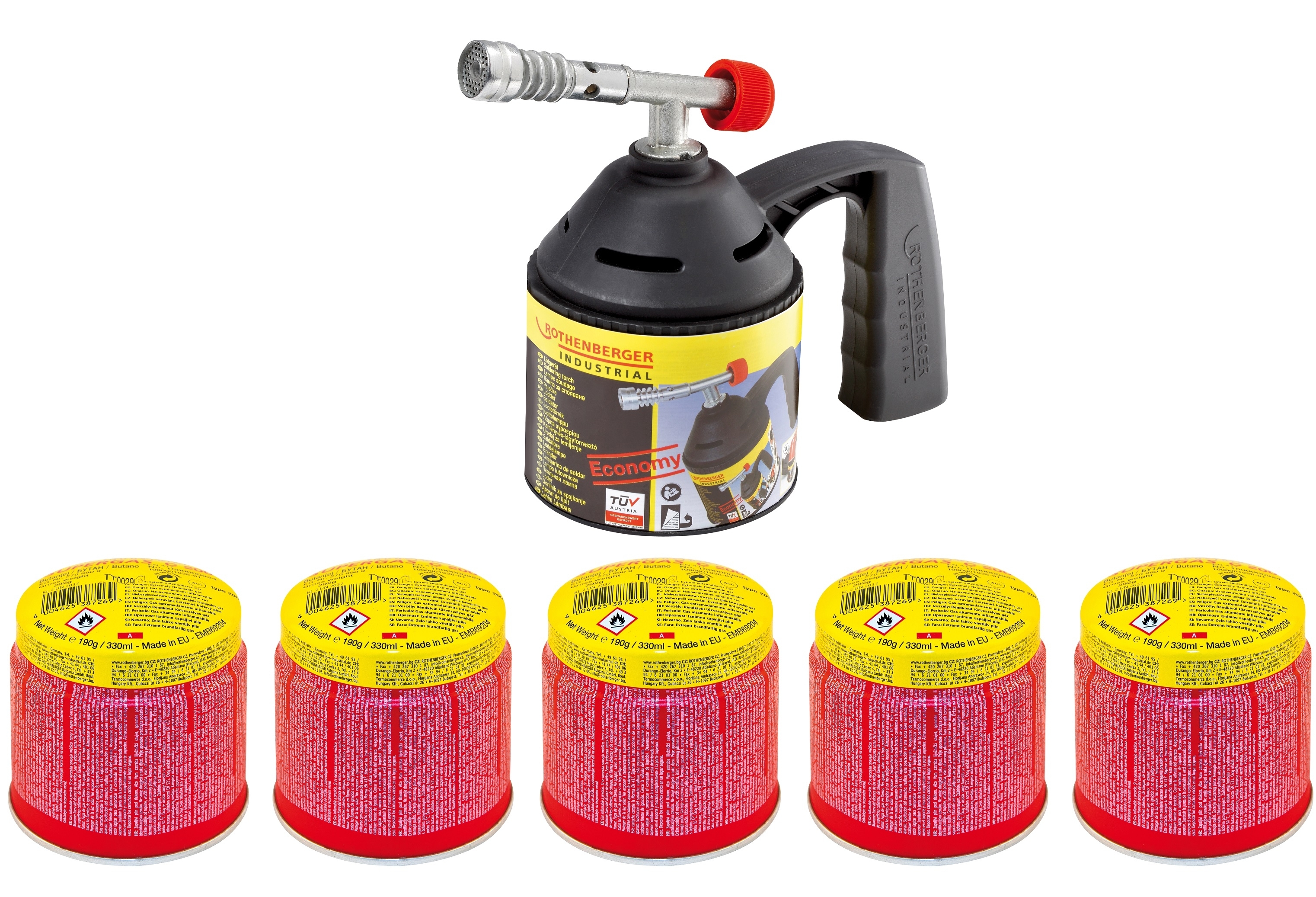 RoFlame Economy Löt Lampen Set inkl. 5 Gas Kart.