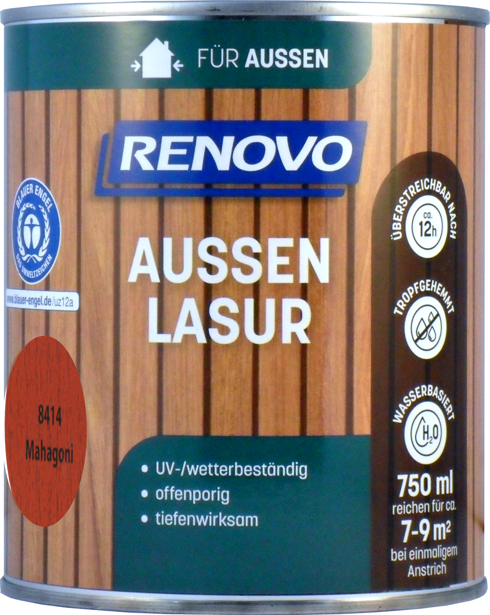 750ml Renovo Wetterlasur/ Aussenlasur Nr.8414 Mahagoni 750ml Renovo Wetterlasur Nr.8414 Mahagoni