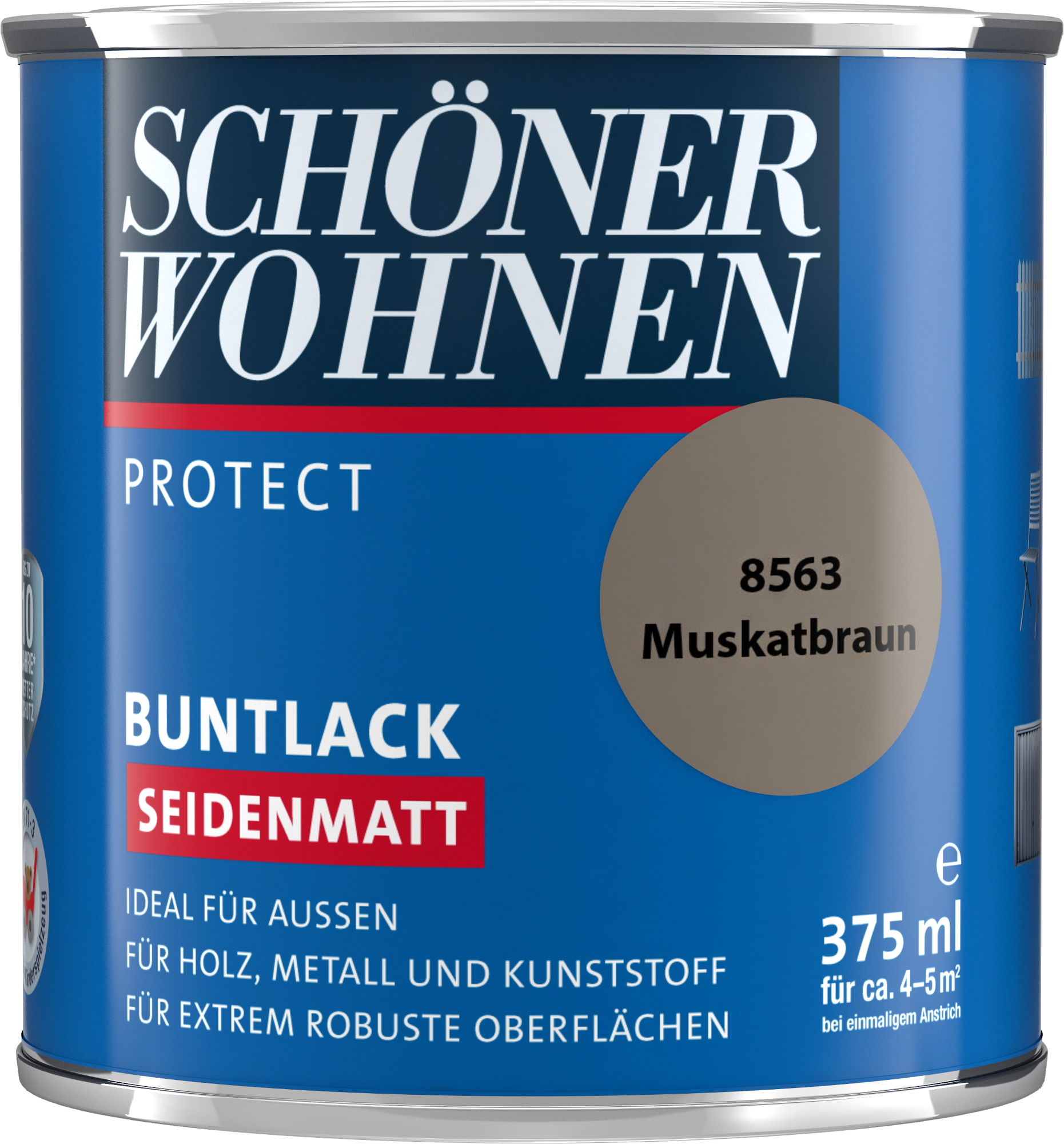 375ml Schöner Wohnen Protect Buntlack seidenmatt 8563 Muskatbraun