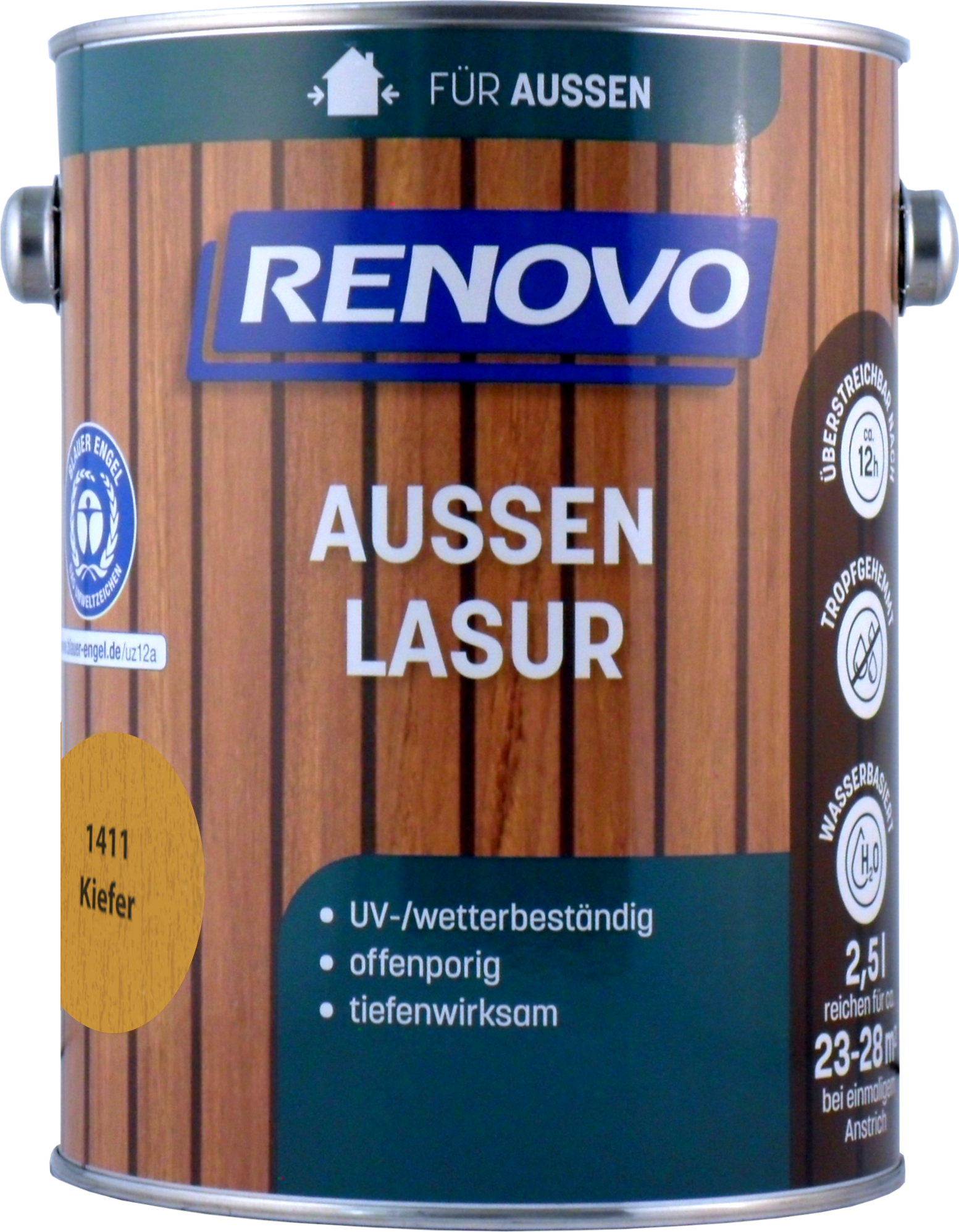 2,5L Renovo Wetterlasur/ Aussenlasur wb. Nr.1411 Kiefer 2,5L Renovo Wetterlasur wb. Nr.1411 kiefer