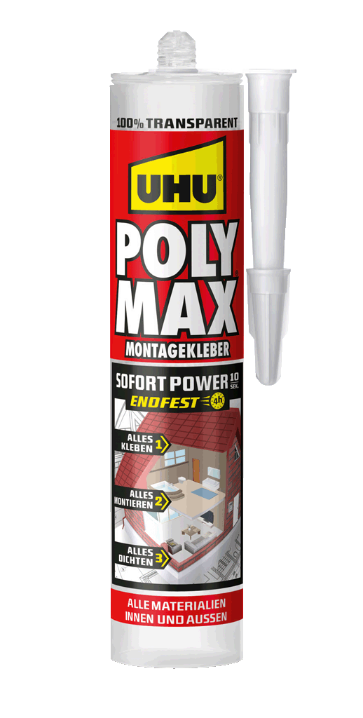 300g UHU Poly Max Sofort Power 10 Sekunden Glasklar 300g UHU Poly Max Sofort Power 10 Sekunden Glasklar