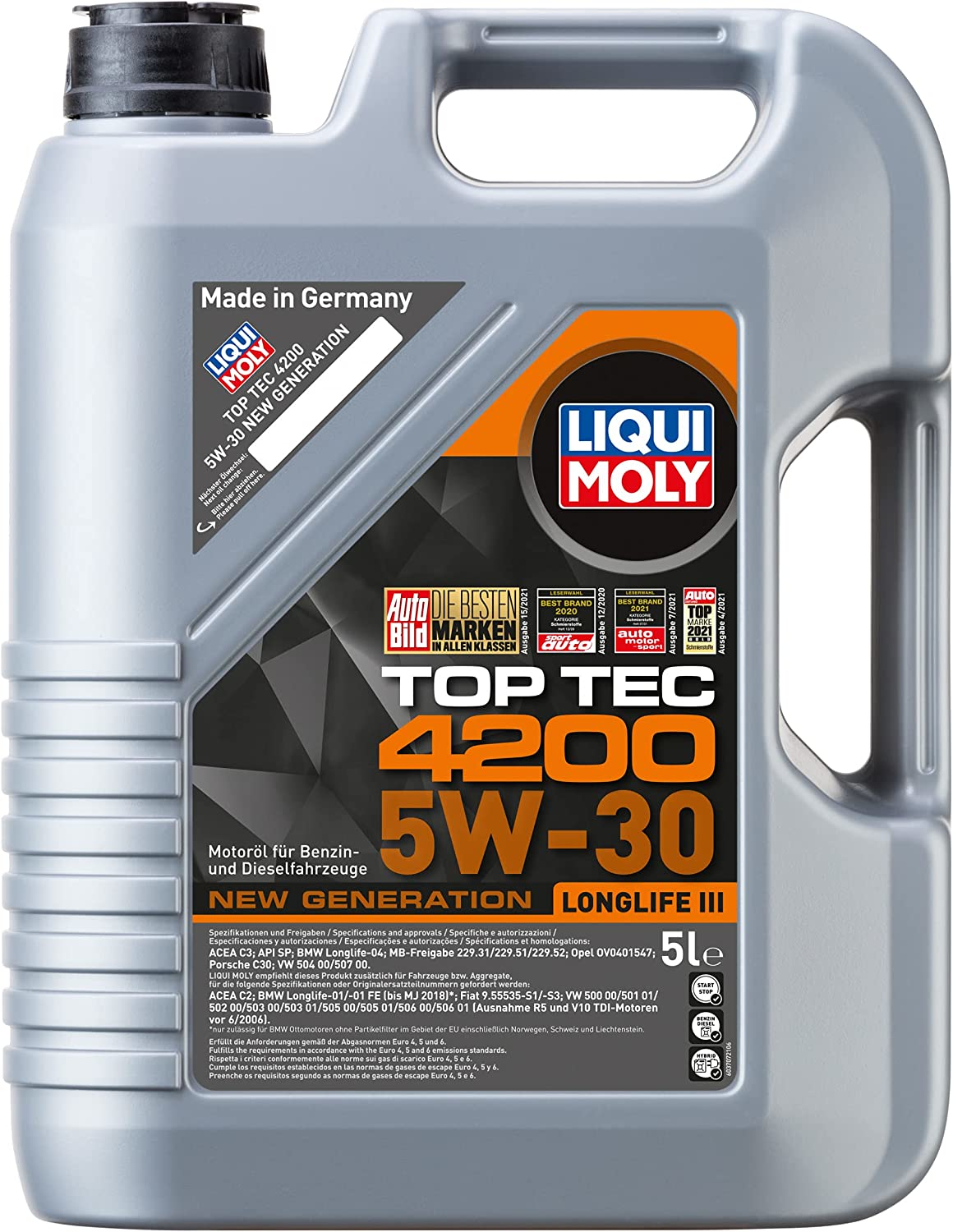 5L Liqui Moly TopTec 4200 Longlife III 5W-30 New Generation 5L Liqui Moly TopTec 4200 Longlife III 5W-30 New Generation