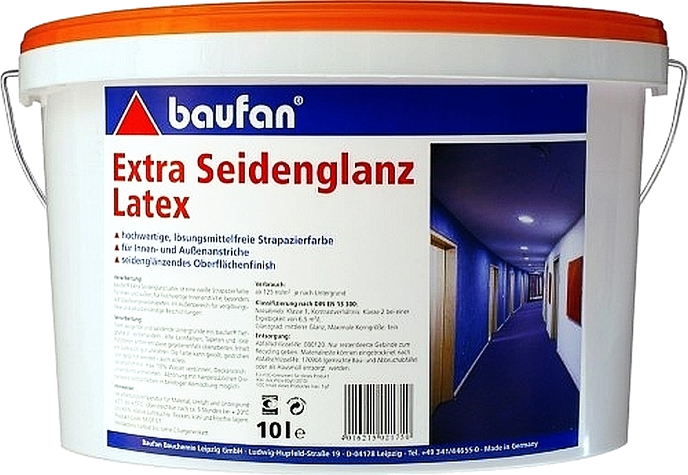 10L BAUFAN Extra Seidenglanz Latex E.L.F. 10L BAUFAN Extra Seidenglanz Latex E.L.F.