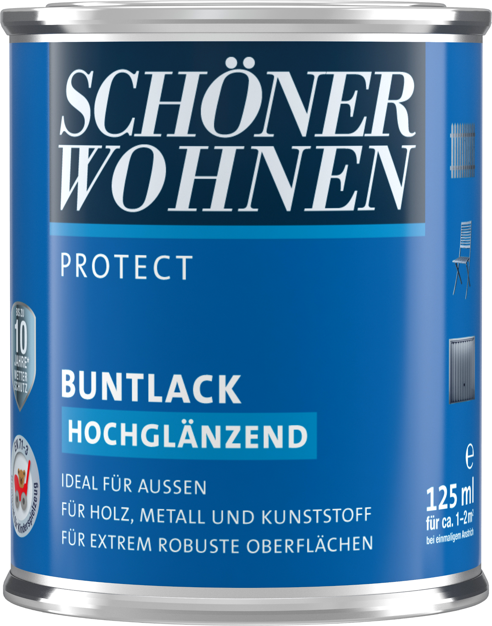 125ml Schöner Wohnen Protect Buntlack hochglänzend RAL 9001 Cremeweiß 125ml Schöner Wohnen Protect Buntlack hochglänzend RAL 9001 Cremeweiß