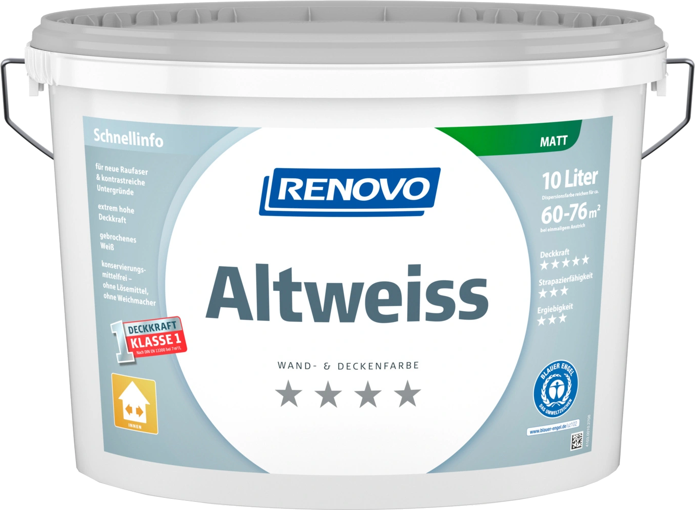 10L Renovo Wand- und Deckenfarbe Altweiß Matt 10L Renovo Wand- und Deckenfarbe Altweiß Matt