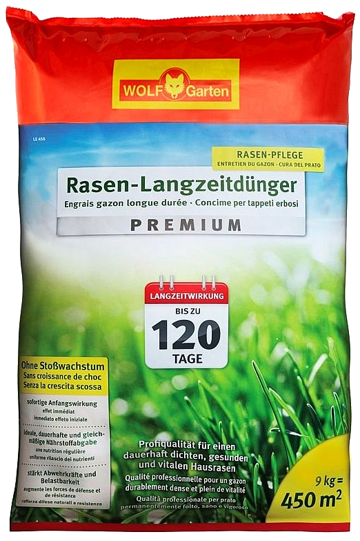 9kg Wolf-Garten LE 450  Rasen-Langzeitdünger Prem.