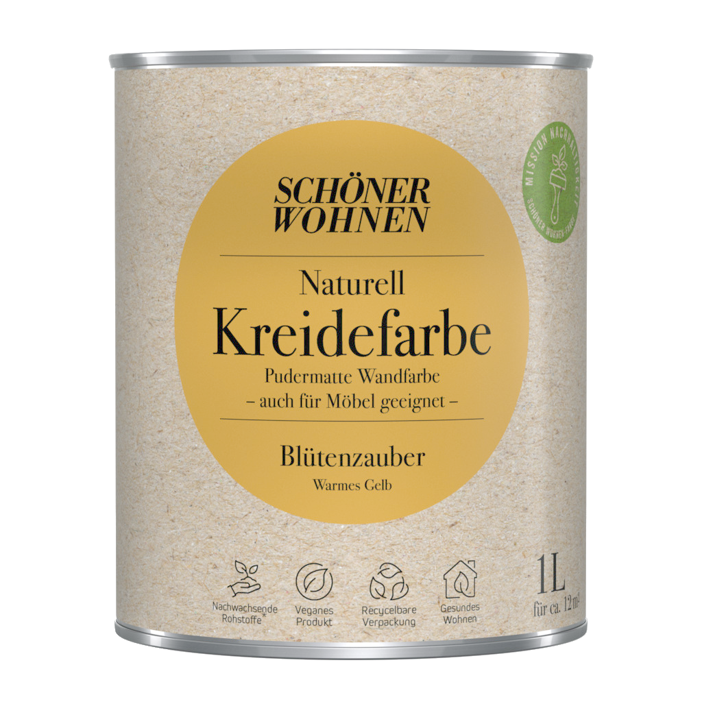 1LSchöner Wohnen Naturell Kreidefarbe Blütenzauber, Warmes Gelb