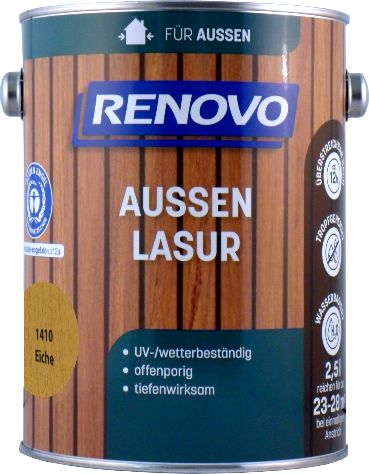 2,5L Renovo Wetterlasur/ Aussenlasur wb. Nr.1410 Eiche 2,5L Renovo Wetterlasur wb. Nr.1410 Eiche