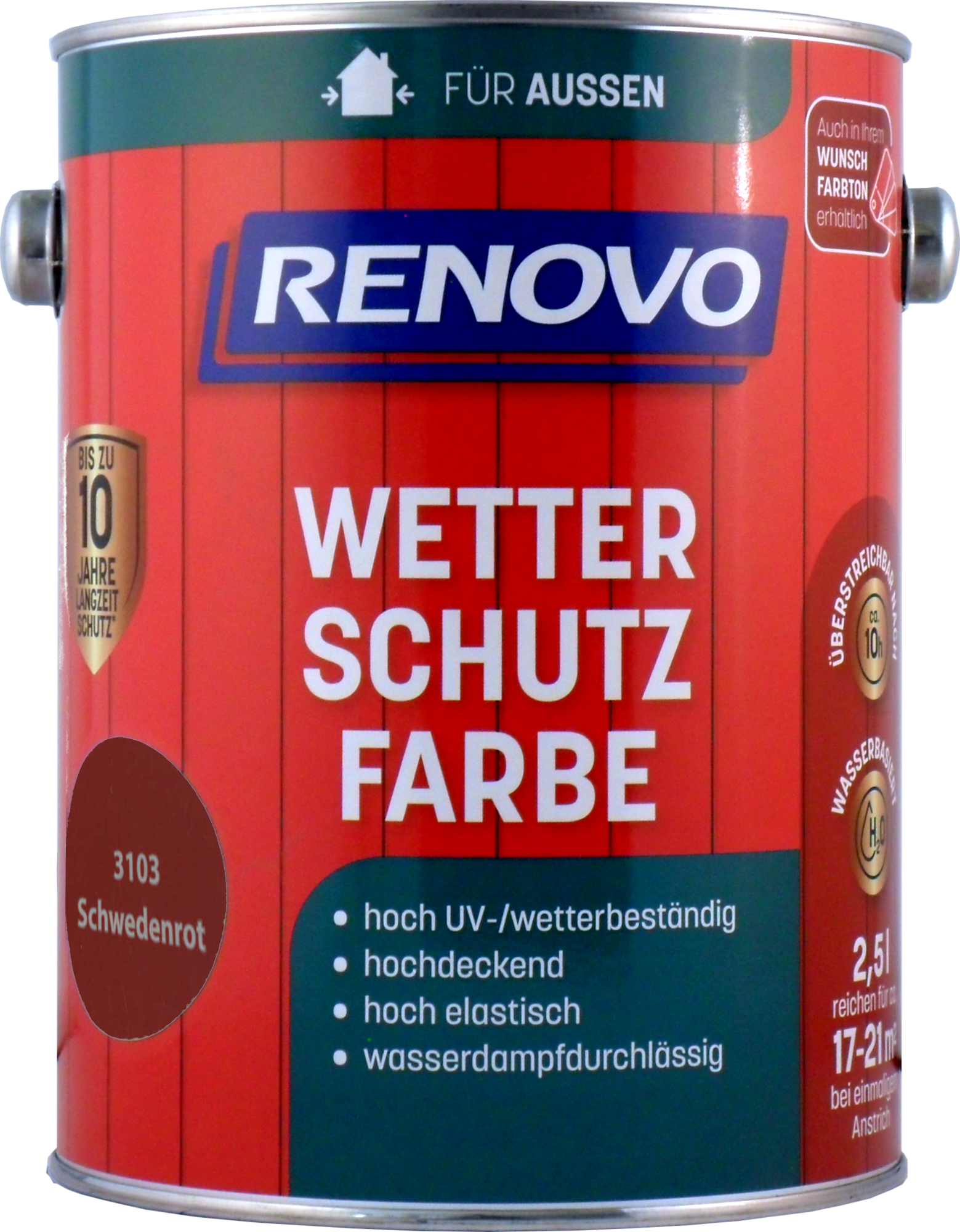 2,5 L Renovo Wetterschutzfarbe 3103 schwedenrot 2,5 L Renovo Wetterschutzfarbe 3103 schwedenrot