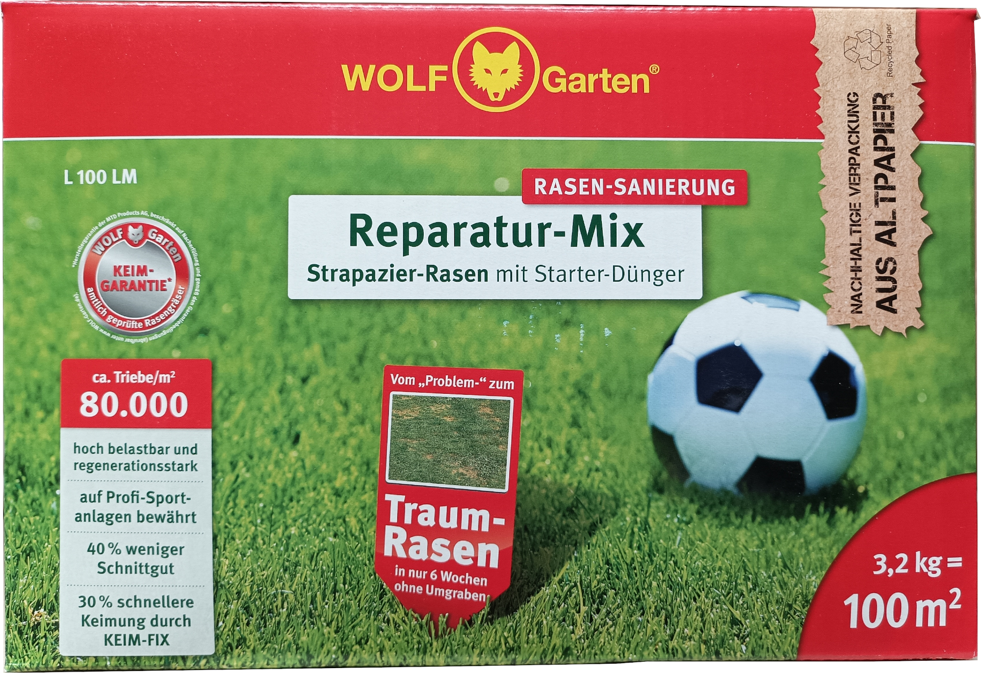 3,2kg L100 LM Strapazier-Rasen mit Starterdünger Reparatur-Mix 3,2kg L100 LM Strapazier-Rasen mit Starterdünger