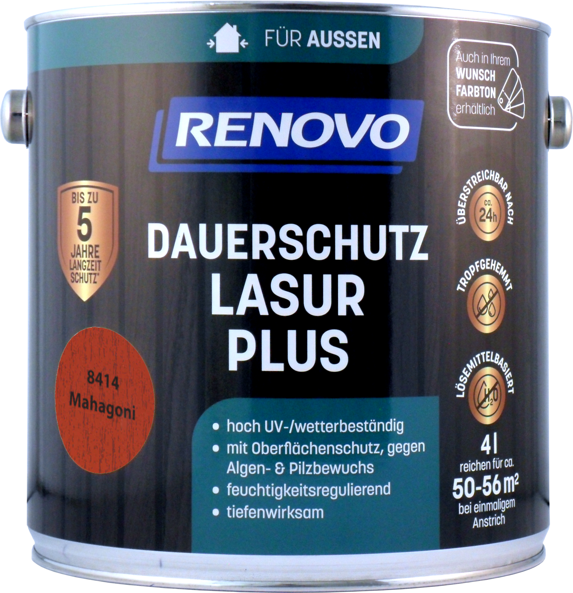 4L Renovo Dauerschutzlasur PLUS Nr.8414 Mahagoni 4L Renovo Dauerschutzlasur PLUS Nr.8414 mahagoni