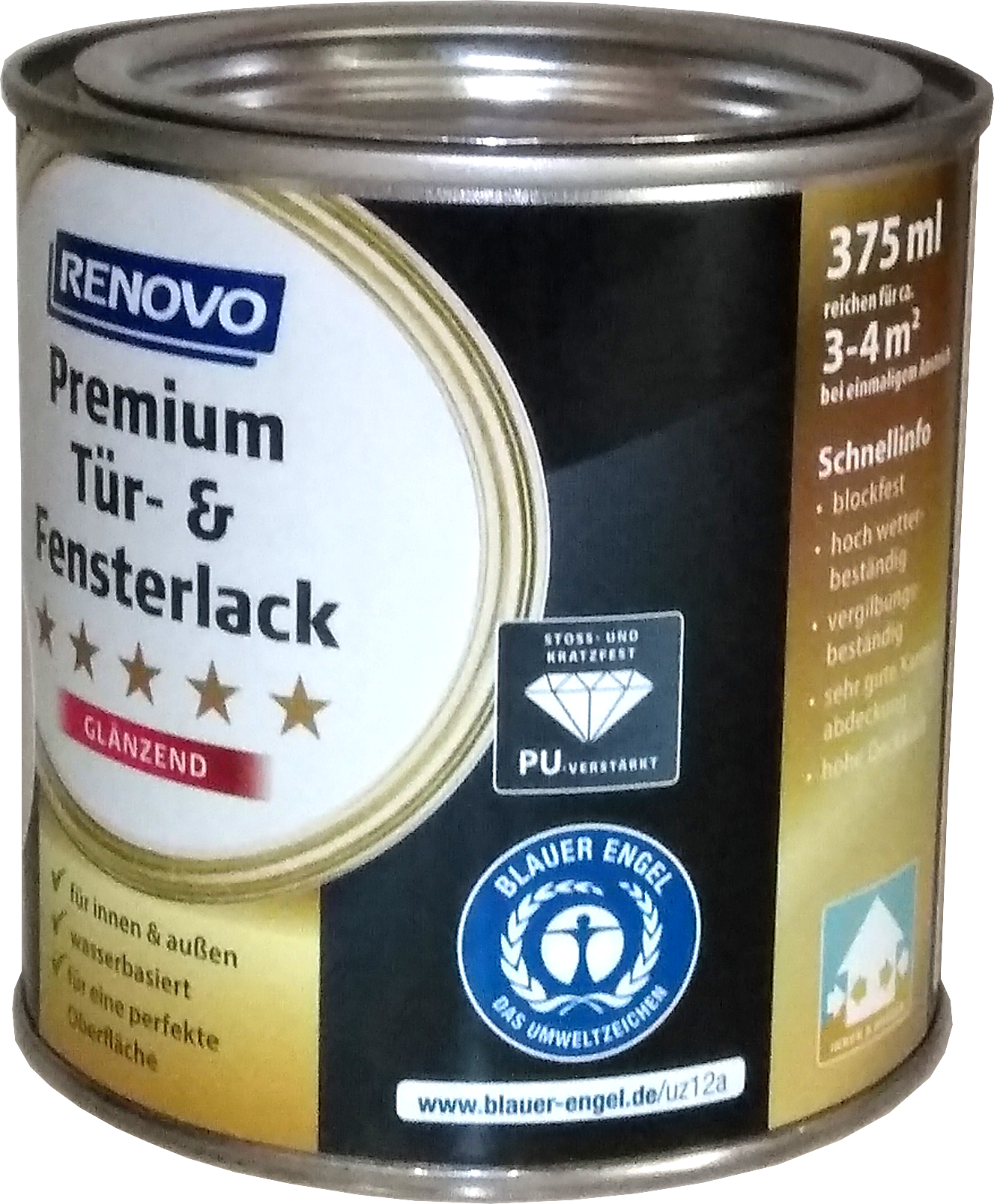 375ml Renovo Premium Tür- & Fensterlack glänzend RAL0095 Weiß 375ml Renovo Premium Tür- & Fensterlack glänzend RAL0095 Weiß