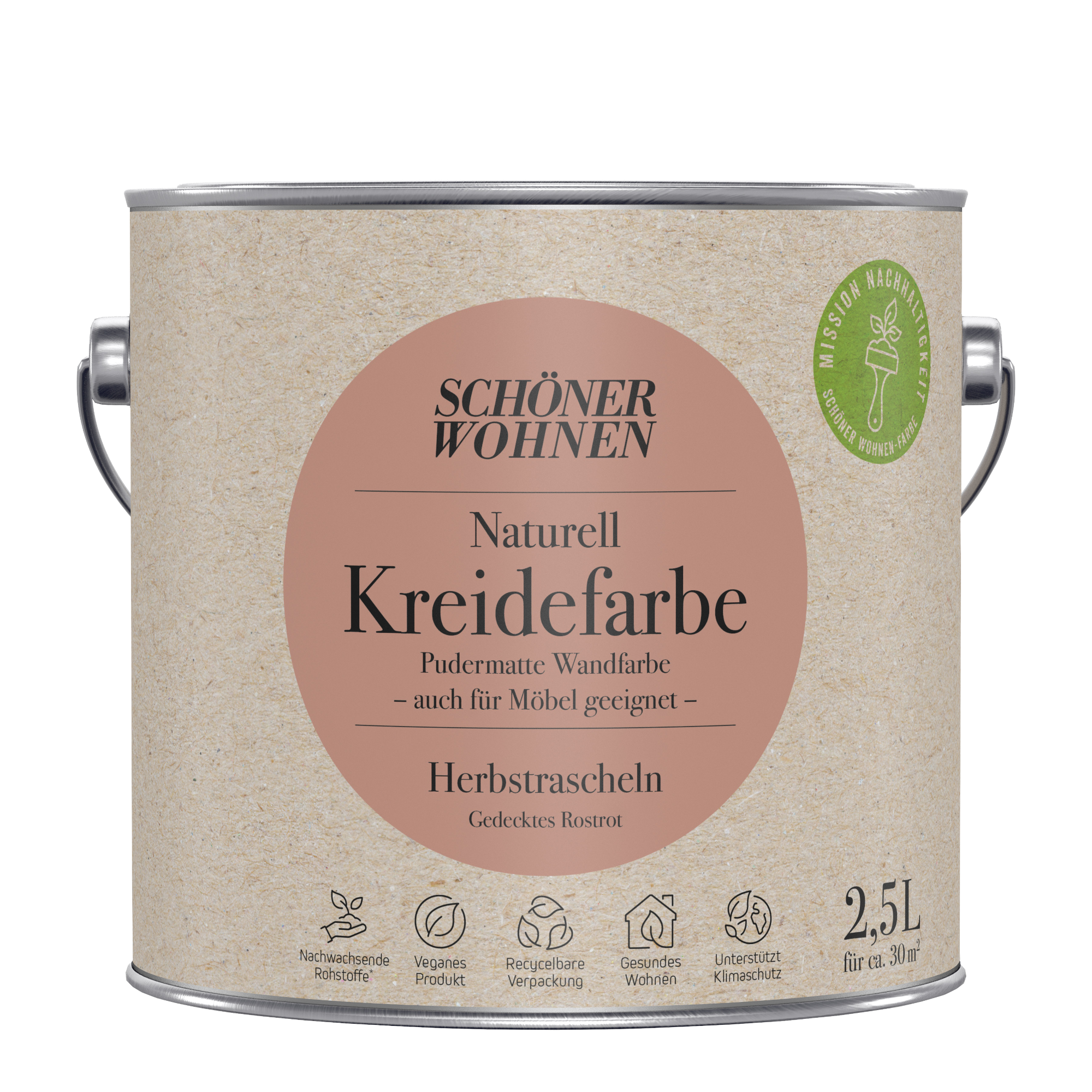 2,5L Schöner Wohnen Naturell Kreidefarbe Herbstrascheln, Gedecktes Rostrot 2,5L Schöner Wohnen Naturell Kreidefarbe Herbstrascheln, Gedecktes Rostrot