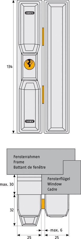 ABUS Fensterschloß FTS88 weiss