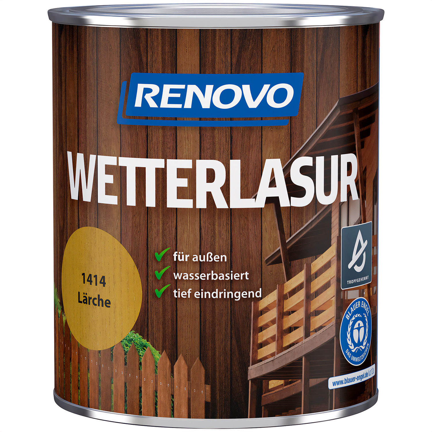 750ml Renovo Wetterlasur/ Aussenlasur Nr.1414 Lärche 750ml Renovo Wetterlasur/ Aussenlasur Nr.1414 Lärche