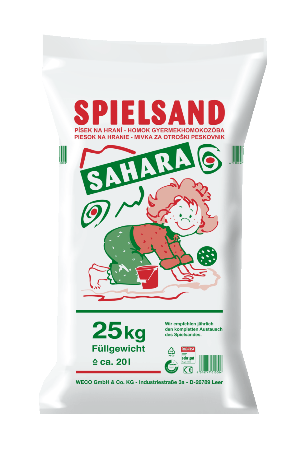 25kg Spielsand SAHARA Körnung 0-1mm Sandkastensand