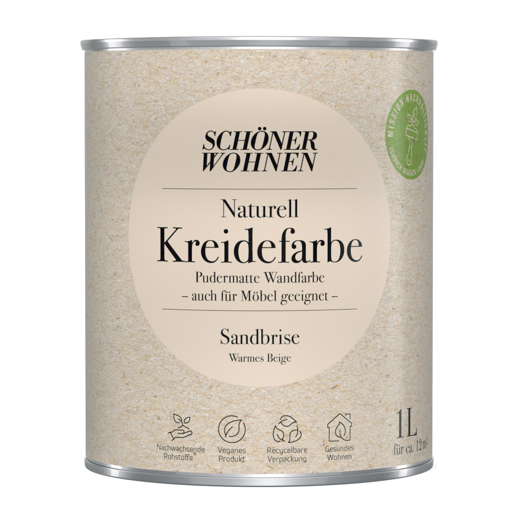 1L Schöner Wohnen Naturell Kreidefarbe Sandbrise, Warmes Beige