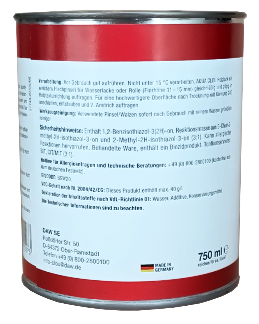 750ml AQUA Clou Holzlack L11 seidenmatt