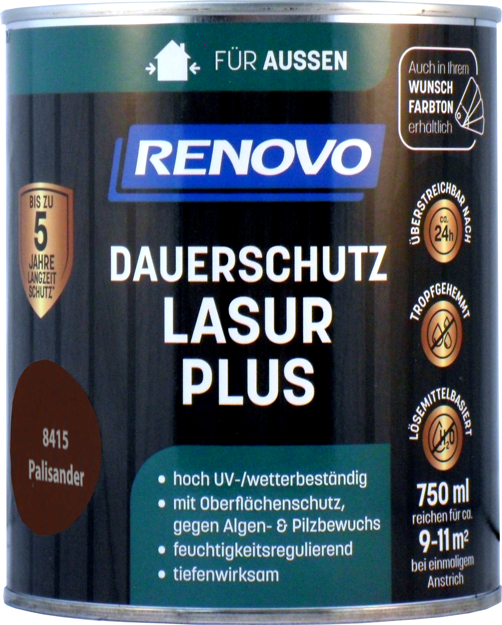 750ml Renovo Dauerschutzlasur PLUS Nr.8415 palisander