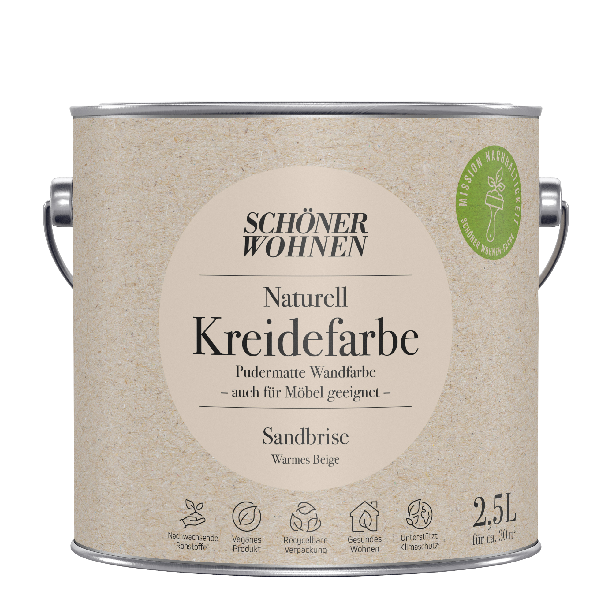 2,5L Schöner Wohnen Naturell Kreidefarbe Sandbrise, Warmes Beige 2,5L Schöner Wohnen Naturell Kreidefarbe Sandbrise, Warmes Beige