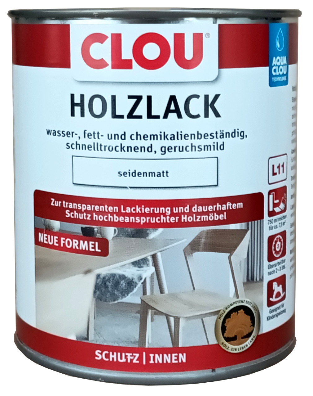 750ml AQUA Clou Holzlack L11 seidenmatt